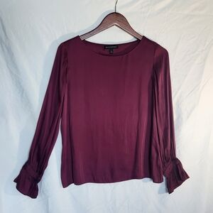 Banana Republic Red Ruffled Long Sleeve Blouse